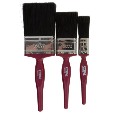 Coral Paintrite Paint Brushes 3 piece pack set 31437