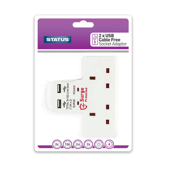 Status 2 way Cable 2.4 2USB With Free Socket 12Pack - S2W2USBCFS12