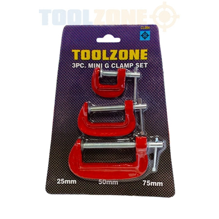 Toolzone 3pc Mini G Clamp Set - CL004