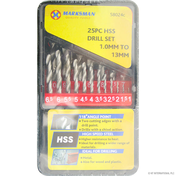 Marksman 25pc HSS Drill Set - 1.0 to 13mm  58024C