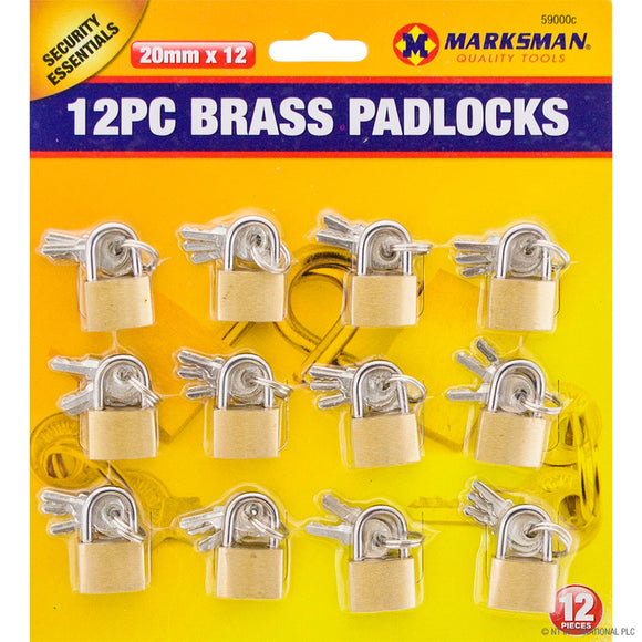 Marksman 12pc Brass Padlock Set 20mm 59000C