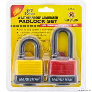 Marksman 2pc 50mm Waterproof Padlock 59102C