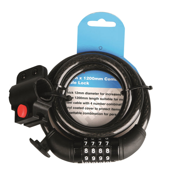 Hilka 12mm x 1200mm Combination Cable Lock - 89502005