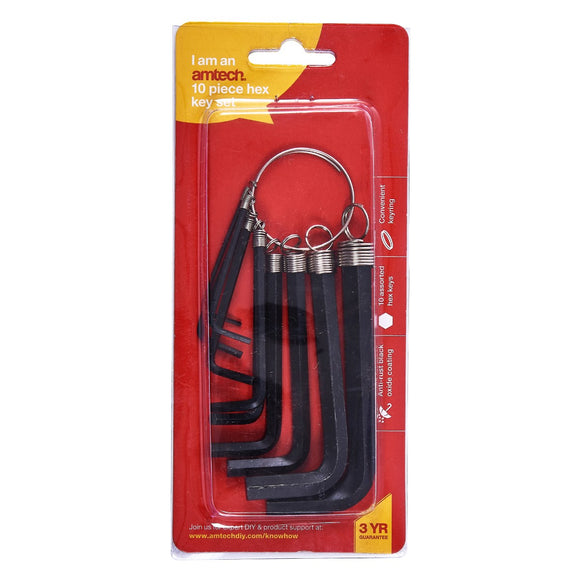 Amtech 10 Piece hex key set and keyring I8750C