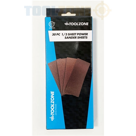 Toolzone 30Pc 1/3Rd Sheet Pads Assorted Grit AB006