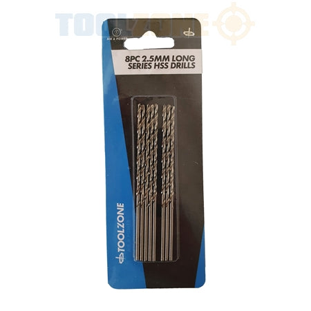 Toolzone 8Pc 2.5Mm Long Series Hss Drills-DR048