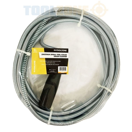 Toolzone Toolzone 5Mx9mm Sp. Steel Coiled Drain Cleaner HW097