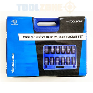 Toolzone 12Pc 3/4" Deep Impact Sockets SS235