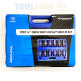 Toolzone 12Pc 3/4" Deep Impact Sockets SS235