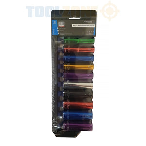 Toolzone Colour 10Pc 1/2" Mm Deep Crv Sockets SS316