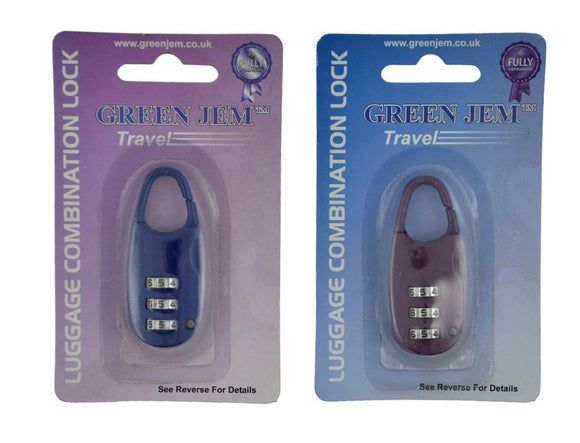 Green Jem Luggage Combination Lock Purple or Pink - PLCL1