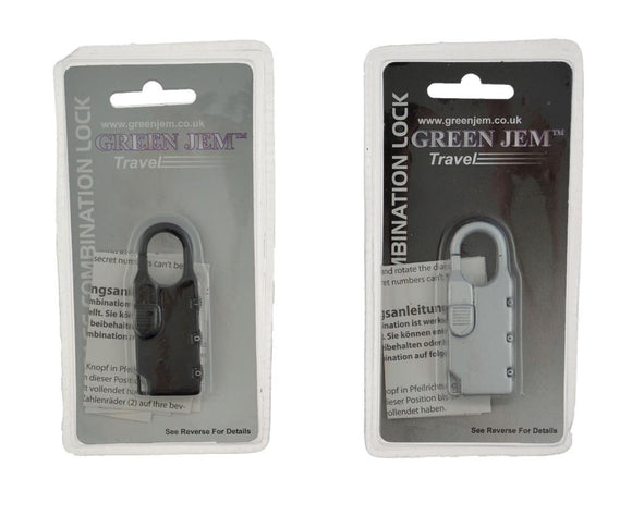 Green Jem Luggage Combination Lock - Black/Silver PLCL2