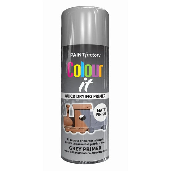 PAINT FACTORY  Colour IT Spray Paint Grey Primer Matt 400ML 1737