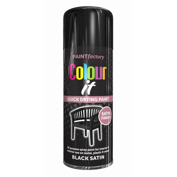 Paingt  Factory 2685 Colour IT Spray Paint  Black Satin  400ML 2685