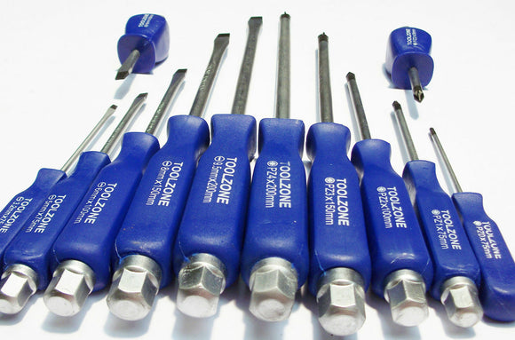 Toolzone 12pc Blue Hex Shank Screwdriver-SD190