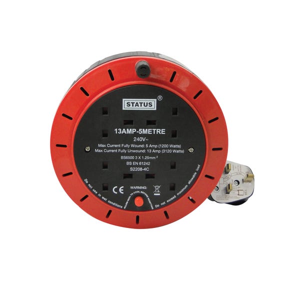 Status 5M 4 Socket 13A TC Status Cable Reel - 5M13A4SCR12