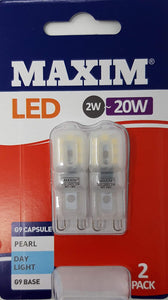 Status 2W=20W Maxim LED G9 DL 2PK TRP BLS x24 -20MLG9DLB224