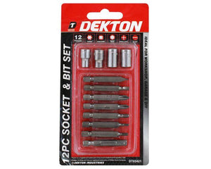 Dekton 12pc Screwdriver Bit and Socket Set-65421