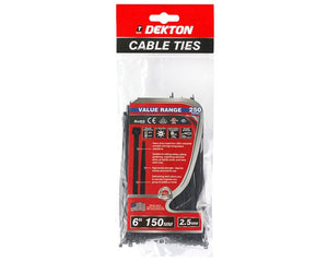 Dekton 250 pc 2.5mm x 150mm Black Cable ties - 70421