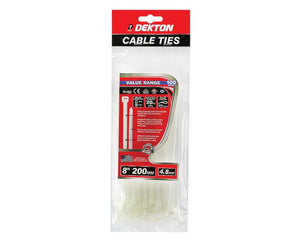 Dekton 100pcs 4.8mmx200mm White Cable Ties-70425