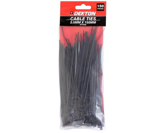 Dekton 150pc 2.5mmx150mm Black  Cable Ties-70456