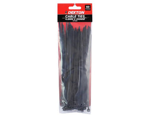 Dekton 60pcs 4.8mm x 200mm Black Cable Ties-70461