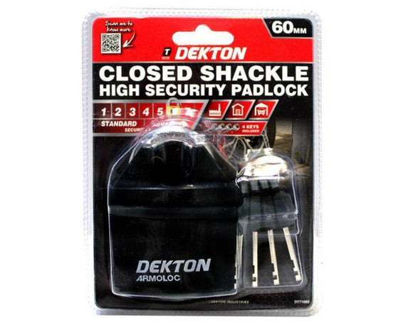 Dekton 60mm Closed Shackle Steel Padlock-71085
