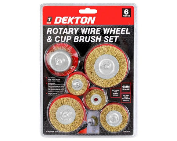 Dekton 6pc Rotary Wheel and Cup Brush Set - 80505