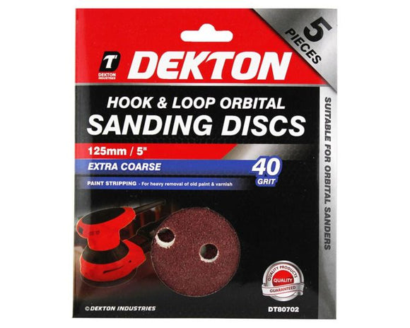 Dekton 5pc Sanding Disc 125mm Extra Coarse 40 grit - 80702