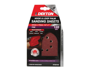 Dekton 5pc Palm Sanding Sheet 107x175mm Fine 120 grit-80728