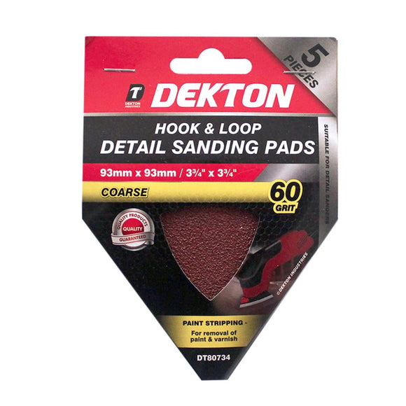 Dekton 5pc Detail Sanding Pads 93x93mm Course 60 g - 80734rit-80734
