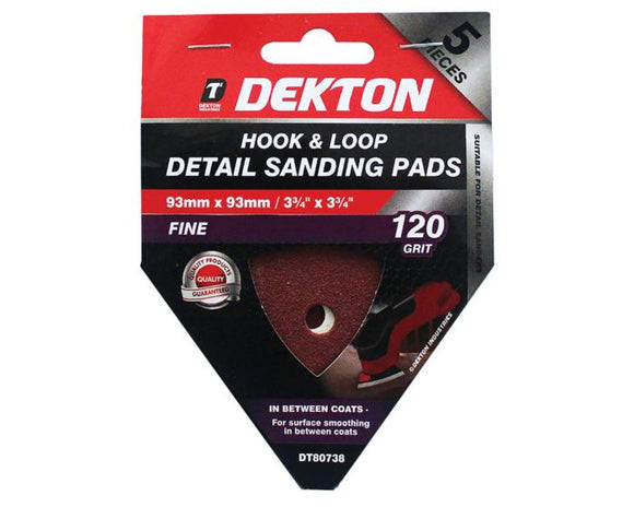 Dekton 5pc Detail Sanding Pads 93x93mm Fine 120 grit-80738