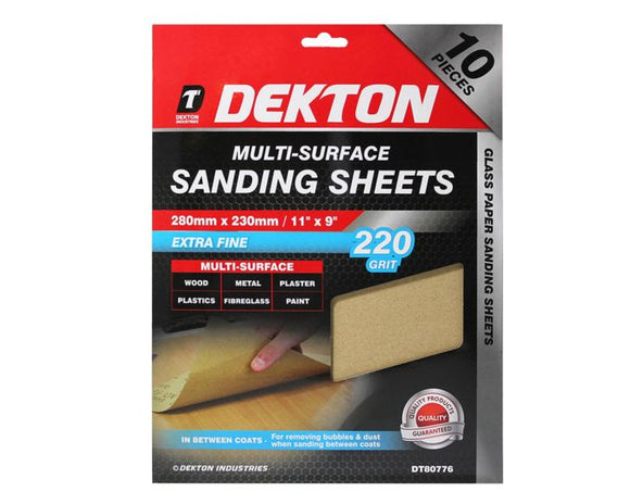 Dekton10pc M. Surface Sanding Sheets 280x230mm E Fine 220 g - 80776
