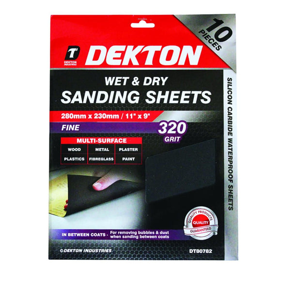 Dekton10pc M. Surface Sanding Sheets 280x230mm Fine 320 g - 80782
