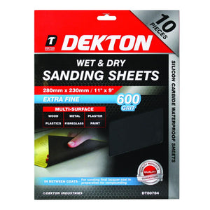 Dekton10pc M. Surface Sanding Sheets 280x230mm Fine 600 g - 80784