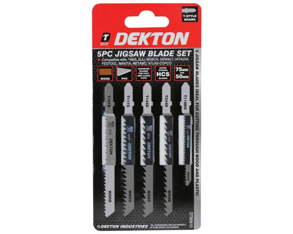 Dekton 5pc Jigsaw Blade Set Bosch/Dewalt and Hitachi - 80910