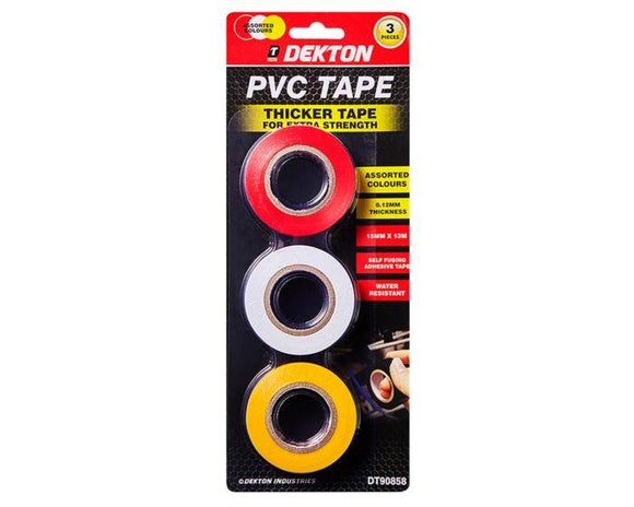 Dekton 3pc 13m PVC Tape Yellow/Red/White-90858