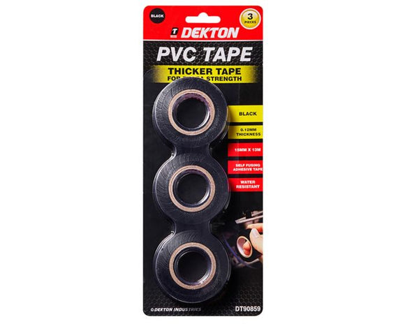 Dekton 3pc 13m PVC Tape Black-90859