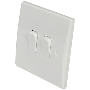 Eagle 2 Way 2 Gang  Light Switch Curved Edge - E344BC