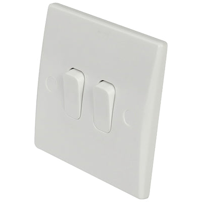 Eagle 2 Way 2 Gang  Light Switch Curved Edge - E344BC