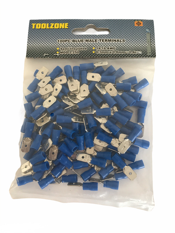 Toolzone 100 pc Blue Male Terminals - EL140