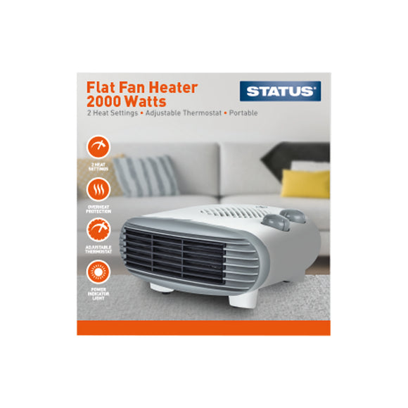 Status Flat Fan Heater 2KW 2 Heat Settings - FFH1P-2000W1PKB