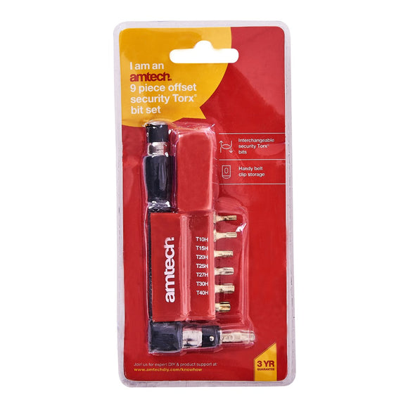 Amtech 9pc Offset Tamperproof Torx Bit Set - I9200