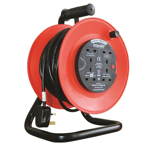 Infapower 4 Socket 13 Amp 50 Metre Reel-X815