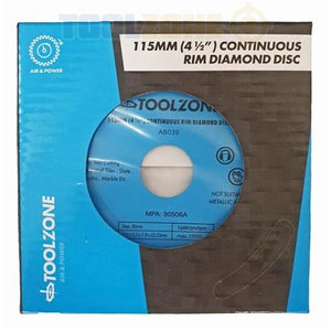 Toolzone 4 1/2" Continuous Rim Diamond Disc - AB039