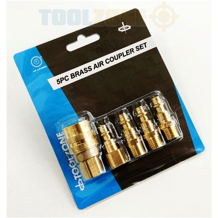Toolzone 5pc Brass Quick Air Coupler Set-AT085