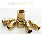 Toolzone 5pc Brass Quick Air Coupler Set-AT085