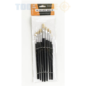 Toolzone 9Pc Flat Artist Brushes BR013