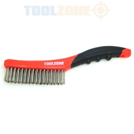 Toolzone 4rw S/Steel Wire Brush Plastic Handle-BR052