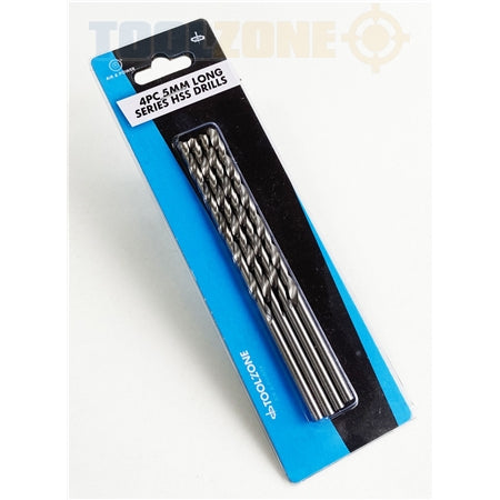 Toolzone 4Pc 5Mm Long Series Hss Drills-DR051